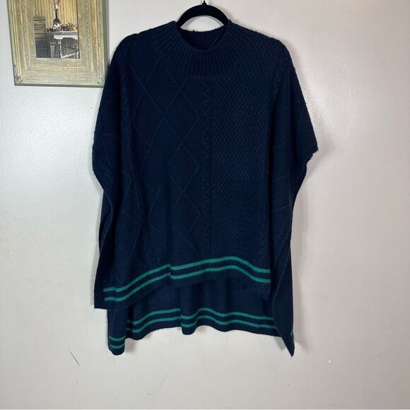 FREE PEOPLE Navy Blue Poncho Sweater - Picture 9 of 9